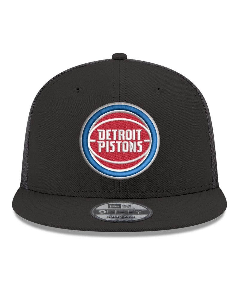 Men's Black Detroit Pistons Core Logo Meshback 9FIFTY Snapback Hat