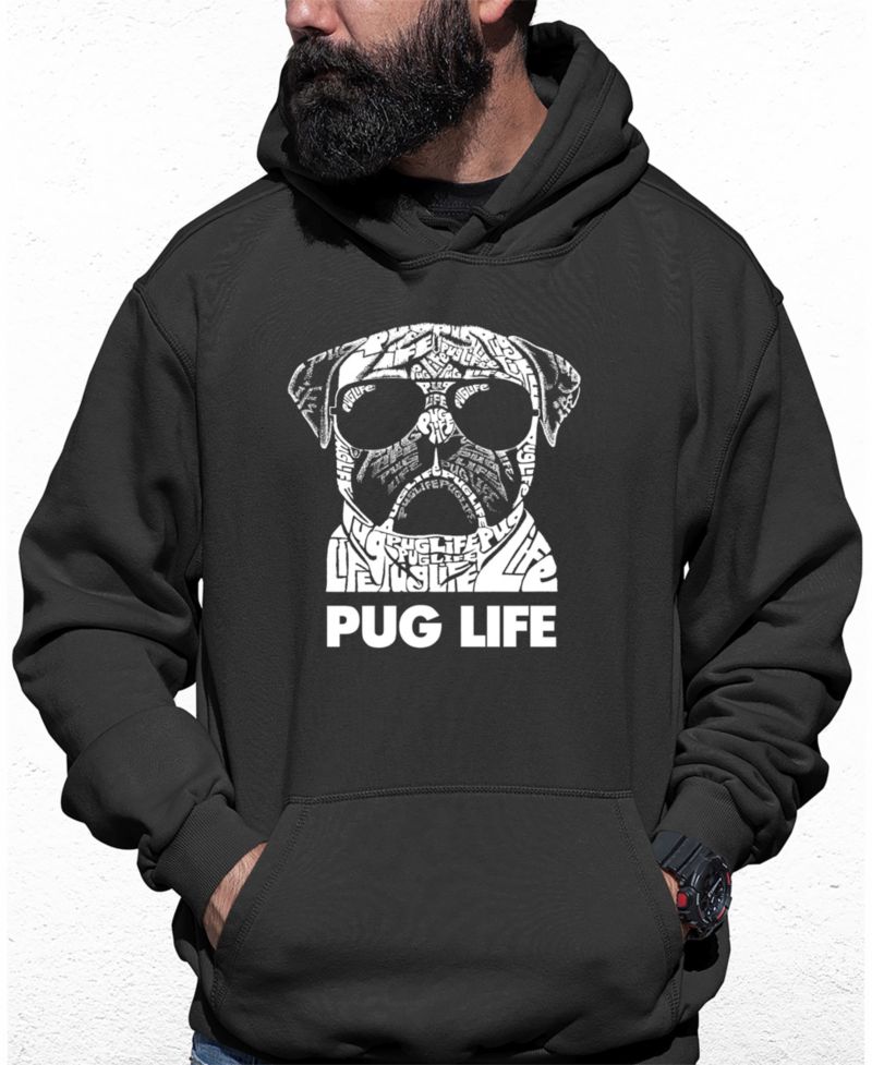 Men's Pug Life Word Art Hooded Sweatshirt