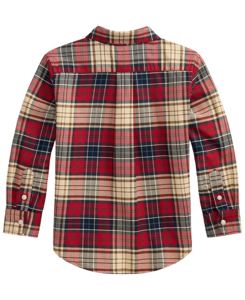 Boys' 2T-7 Plaid Cotton Oxford Shirt