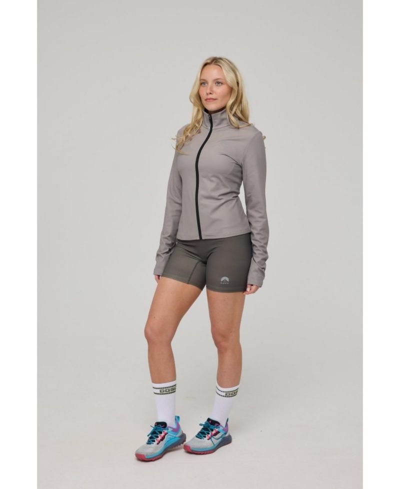 Infinite Cropped Zipped Jacket - Khaki