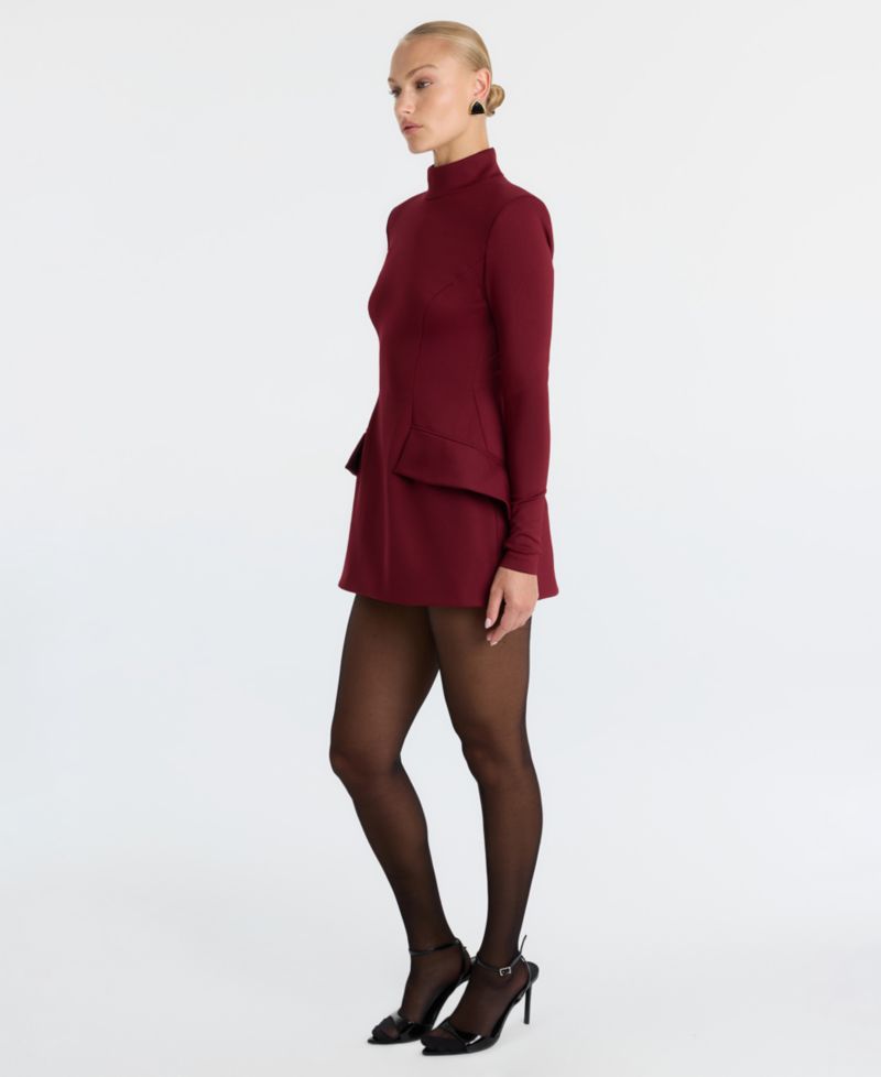 Women's Mock Neck Long Sleeve Sheath Mini Dress
