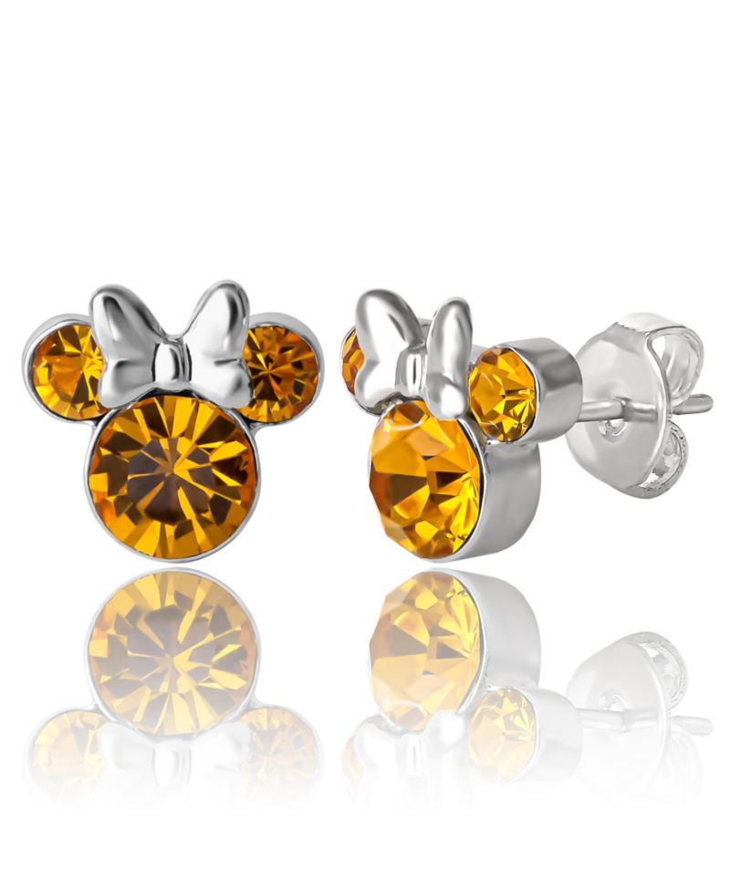 Womens Minnie Mouse Birthstone Stud Earrings