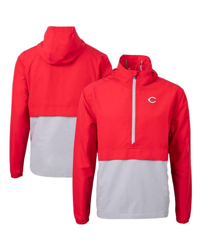 Men's Red/Gray Cincinnati Reds Charter Eco Half-Zip Anorak Jacket