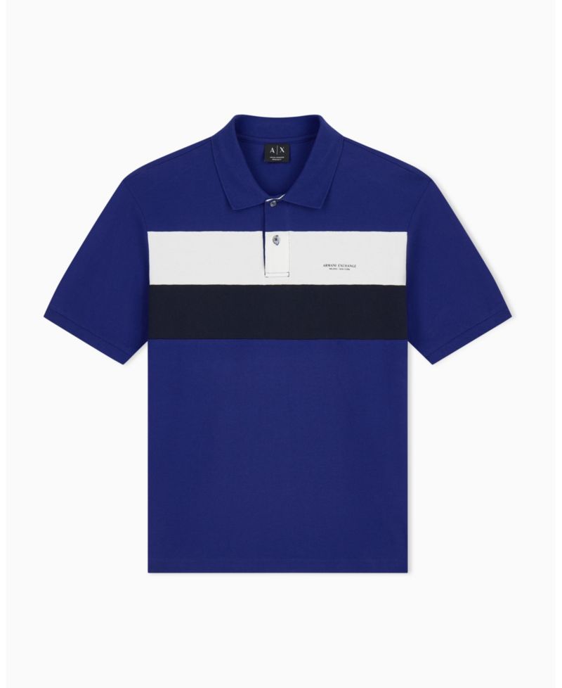 Men's Pique Color Block Polo Shirt