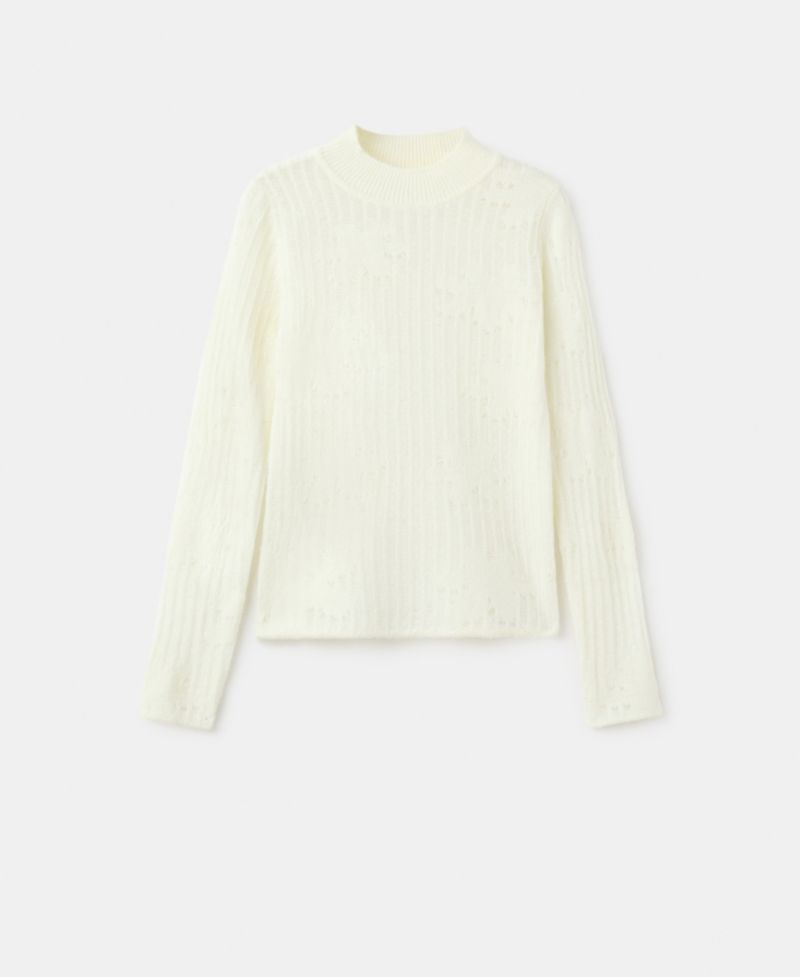 Women's Openwork Knitted Floral Sweater