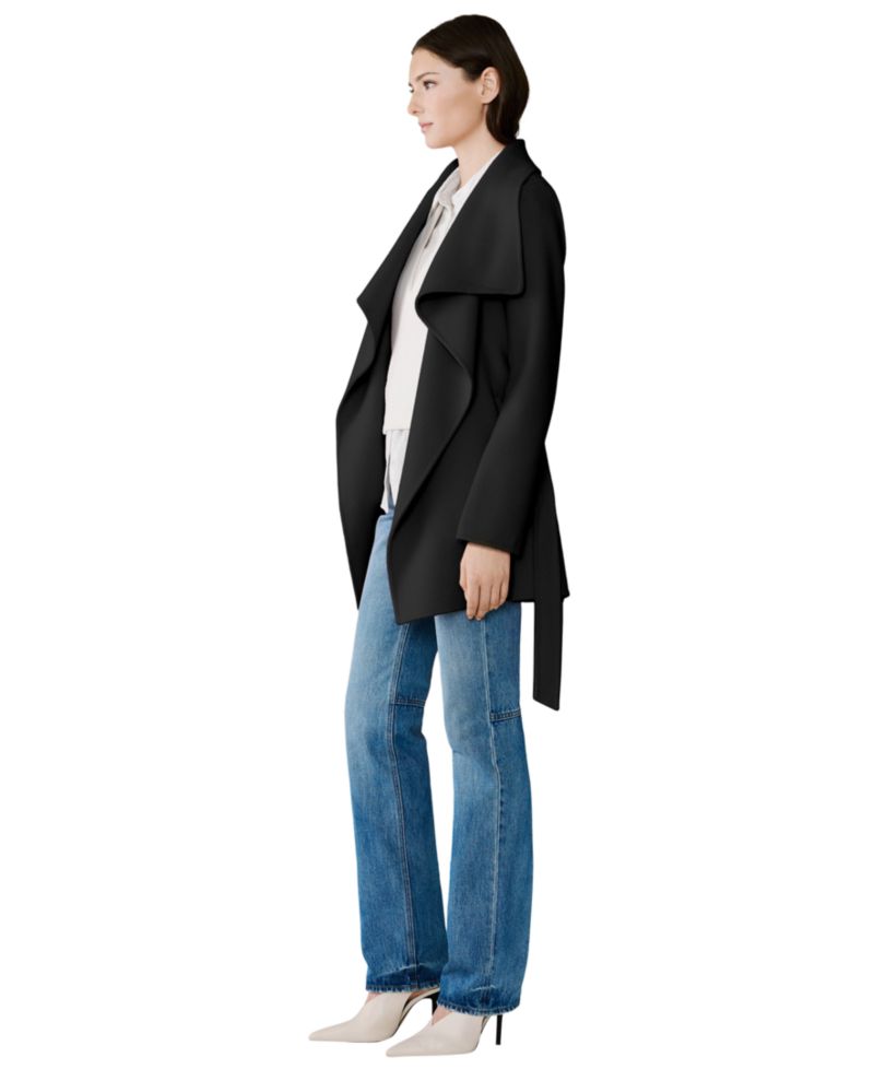 Women's Bridgette-Z Wool-Blend Cascade Collar Tie-Belt Coat