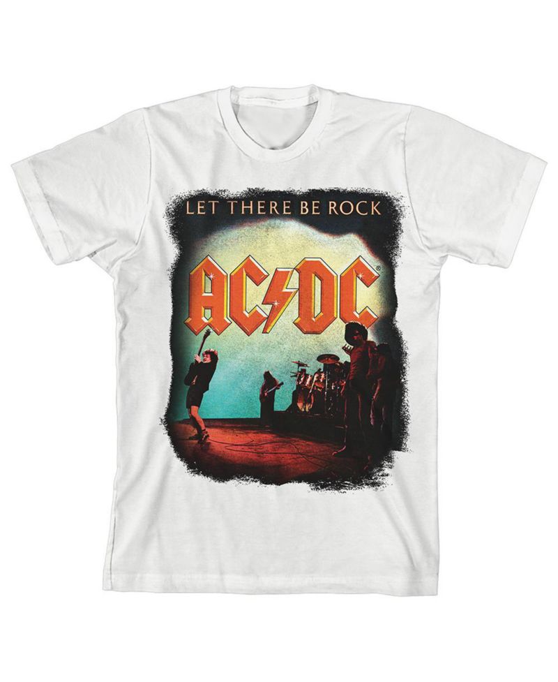 Let There Be Rock ACDC Youth Boy's White T-shirt-Medium