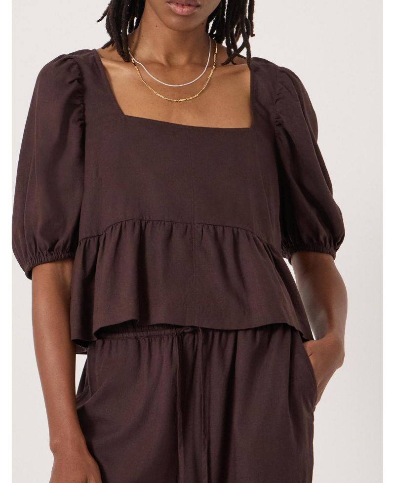 Women's Alva Puff Sleeve Linen Beach Top