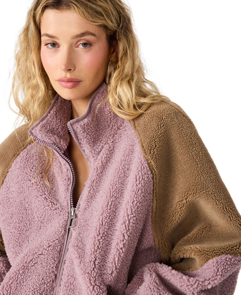 Women's Nina Colorblock Sherpa Stand Collar Jacket