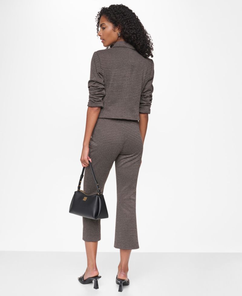 Petite Knit Diamond Jacquard Cropped Blazer