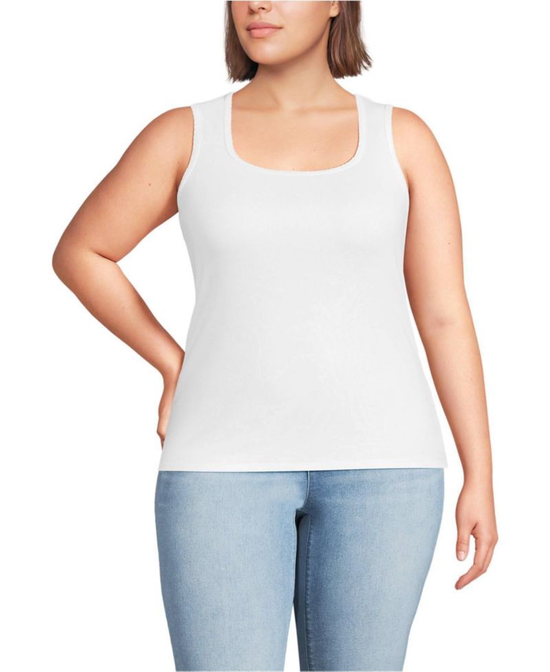 Plus Size Micro Rib Square Neck Tank