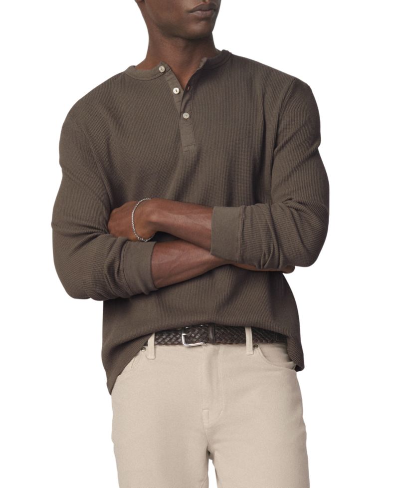 Men's Long-Sleeve Henley Waffle T-Shirt