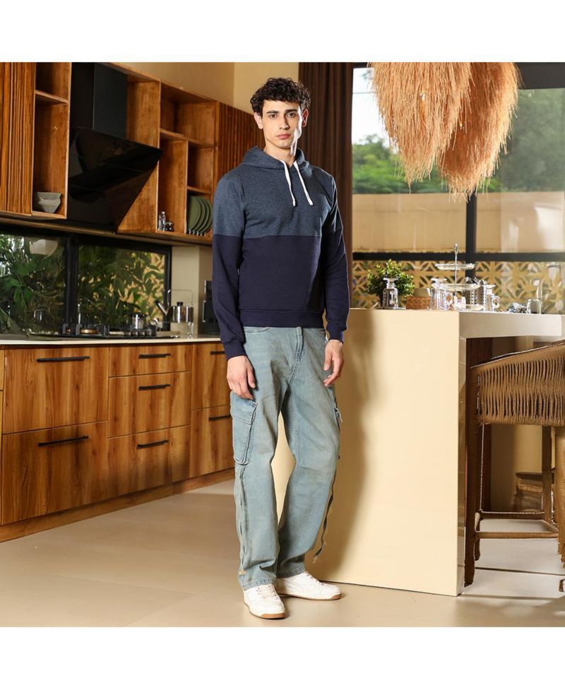 Men's Prussian Blue Block Pullover Hoodie