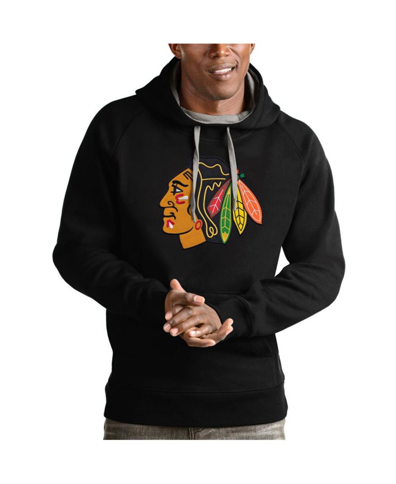 Men's Black Chicago Blackhawks Logo Victory Pullover Hoodie