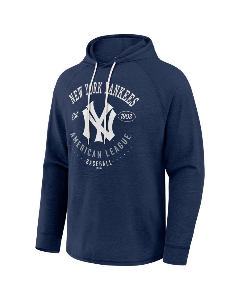 Men's Navy New York Yankees Raglan Hooded Long Sleeve T-Shirt