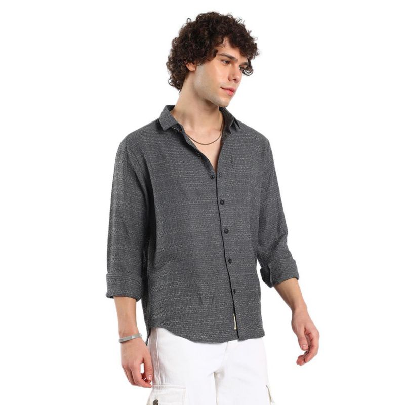 Men's Solid Textured Knit Shirt