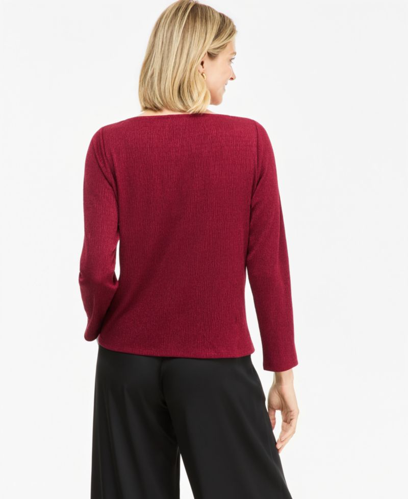 Women's Pleated Shine Twist-Front Top