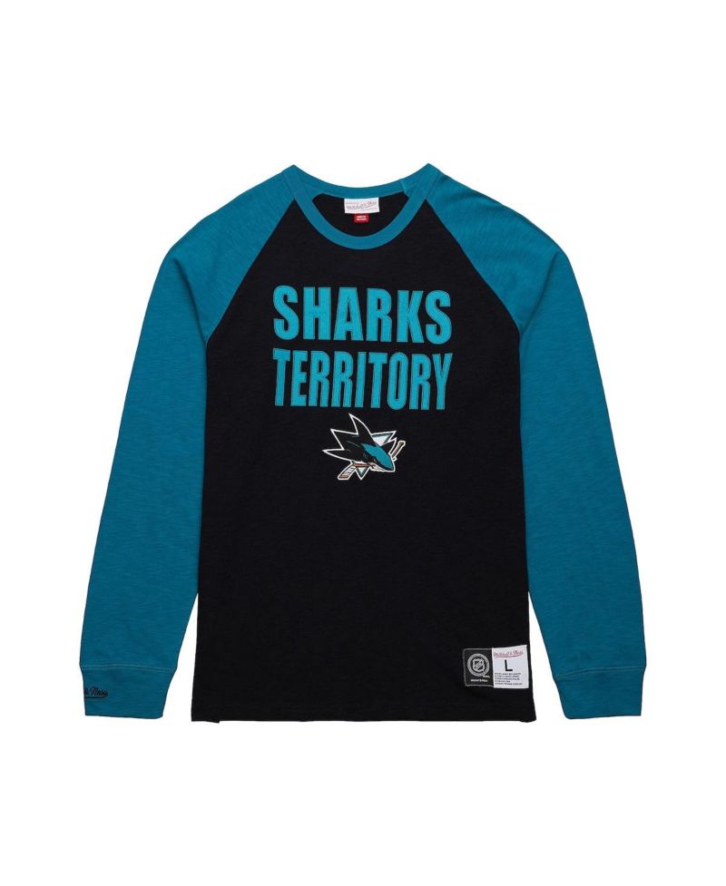 Men's Black/Teal San Jose Sharks Legendary Slub Raglan Long Sleeve T-Shirt
