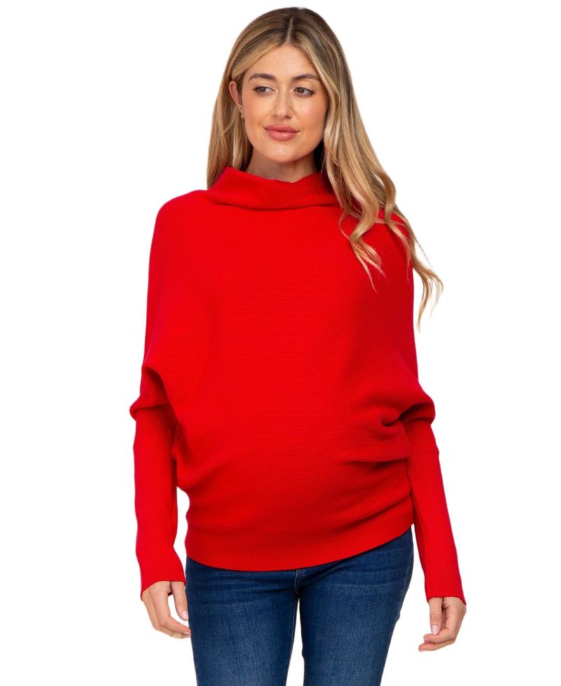 Women's Forest Green Funnel Neck Dolman Sleeve Sweater