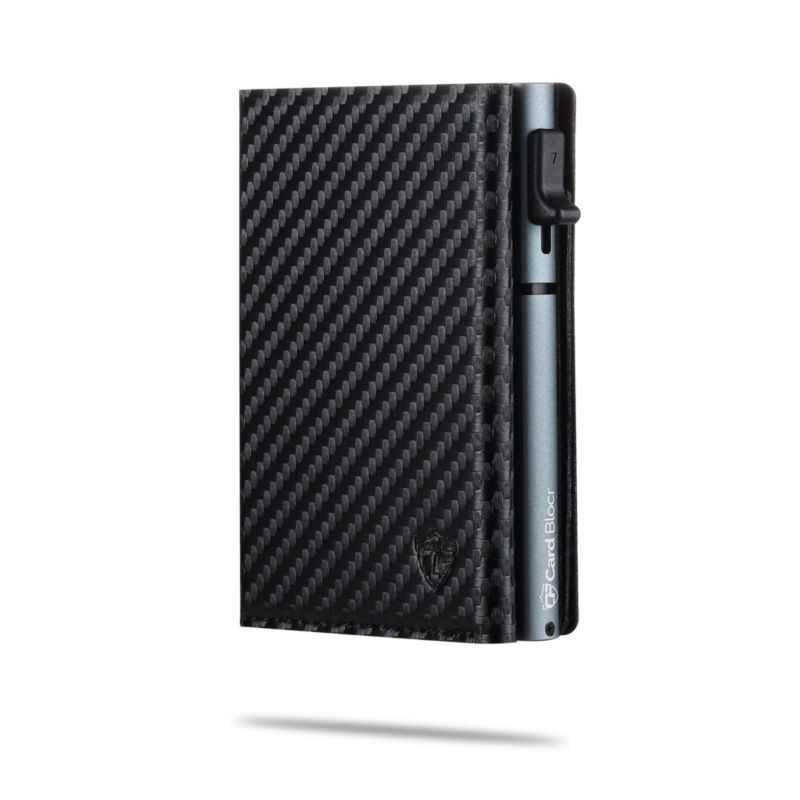 Men's Card Block Slim RFID Blocking Credit Card Wallet PU Carbon