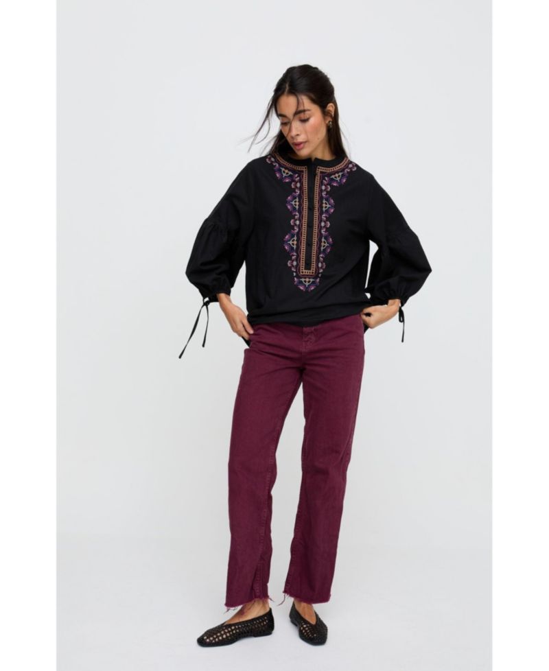 Women's Anai Half Placket Embroidered Blouse