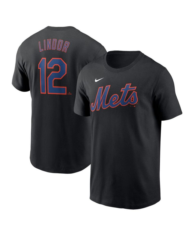 Men's Francisco Lindor Black New York Mets Fuse Name & Number T-Shirt
