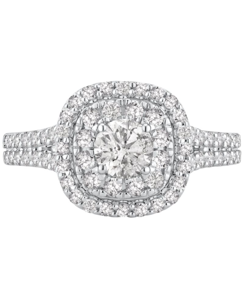 GIA Certified Diamond Double Halo Engagement Ring (1-1/4 ct. t.w.) in 14k White Gold