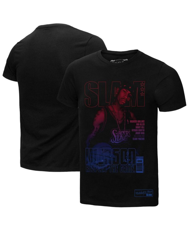 Men's Allen Iverson Black Philadelphia 76ers SLAM Gradient T-Shirt