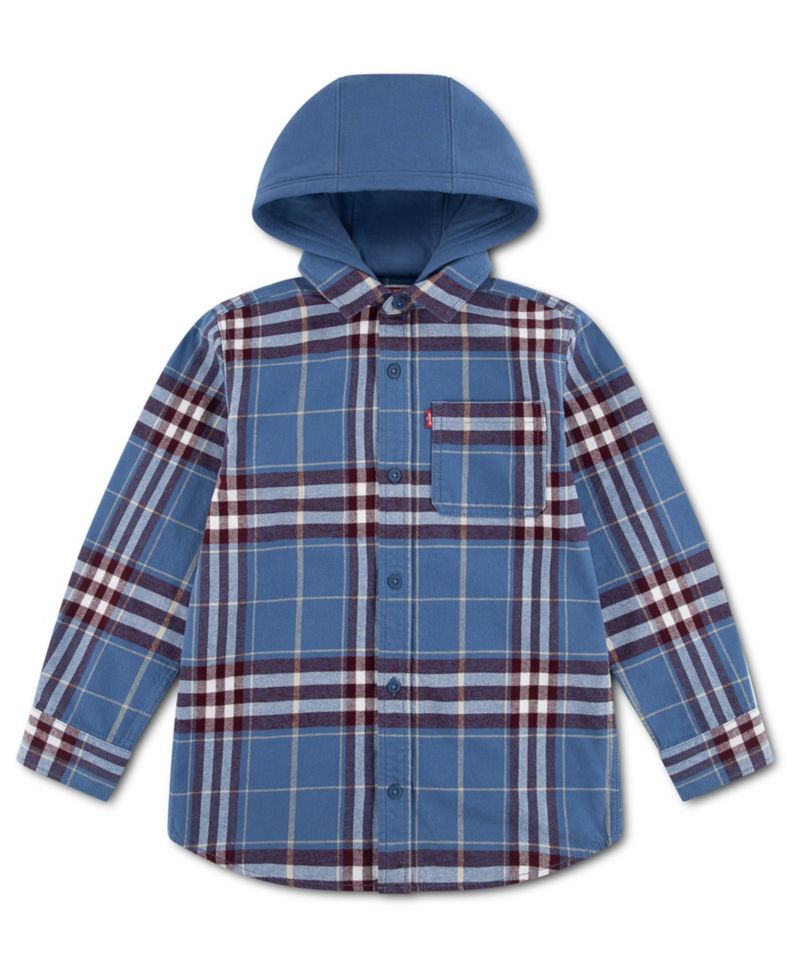Boys' 2T-7 Hooded Plaid Flannel Shirt