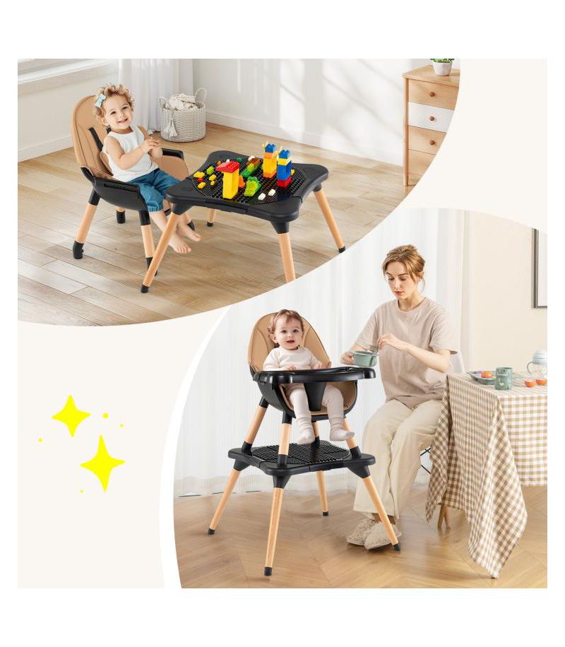 Convertible 6-in-1 High Chair for Babies and Toddlers with Adjustable Seat
