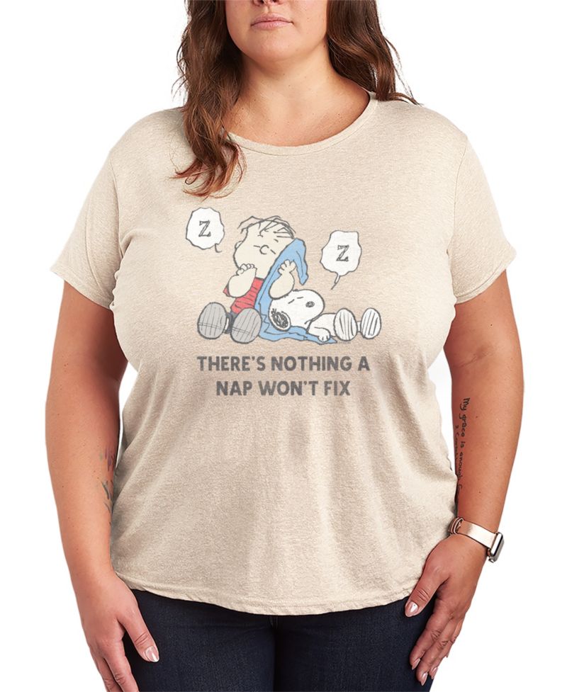 Plus Size Peanuts Linus Snoopy Nap Graphic T-Shirt