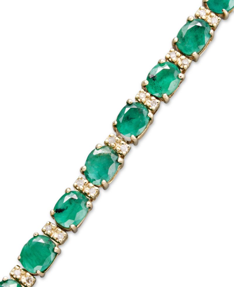 EFFY® Emerald (9-1/3 ct. t.w.) and Diamond (1/4 ct. t.w.) Tennis Bracelet in 14k Gold (Also Available in Brasilica by EFFY® Sapphire)