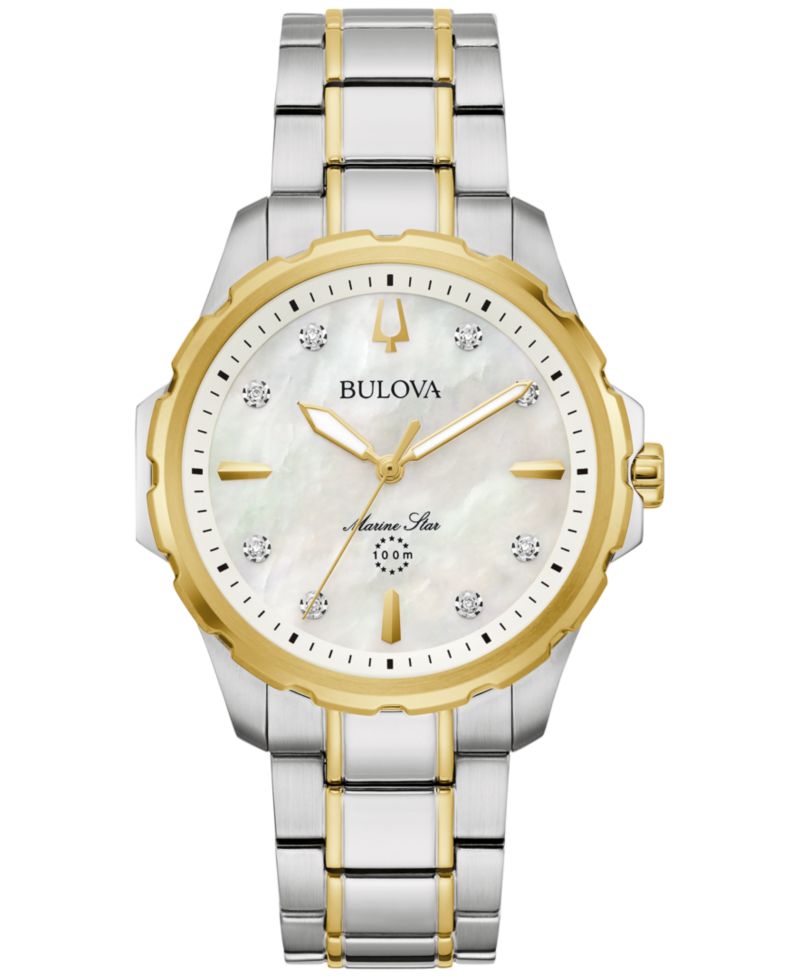 Women's Marine Star Diamond Accent Two-Tone Stainless Steel Bracelet Watch 36mm