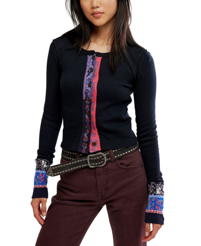 Women's We The Free Noa Long-Sleeve Scoop-Neck Fitted Cardigan Sweater