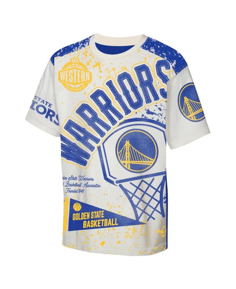 Big Boys and Girls White Golden State Warriors Top Player All-Over-Print T-Shirt