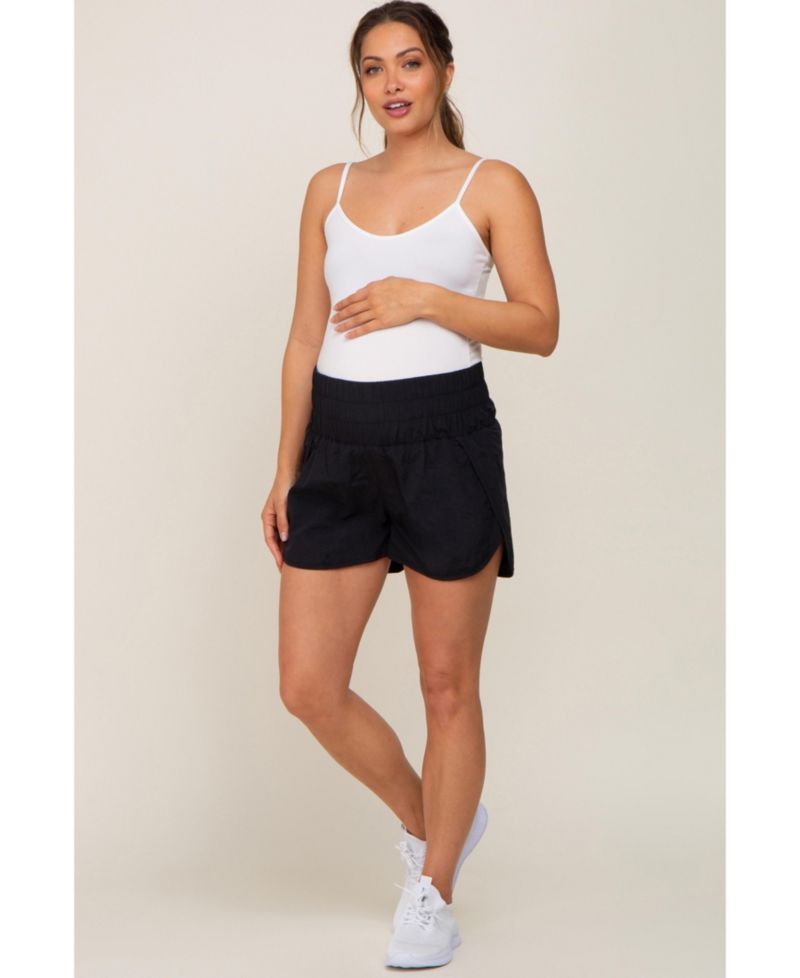 Women's Black Curved Hem Active Shorts