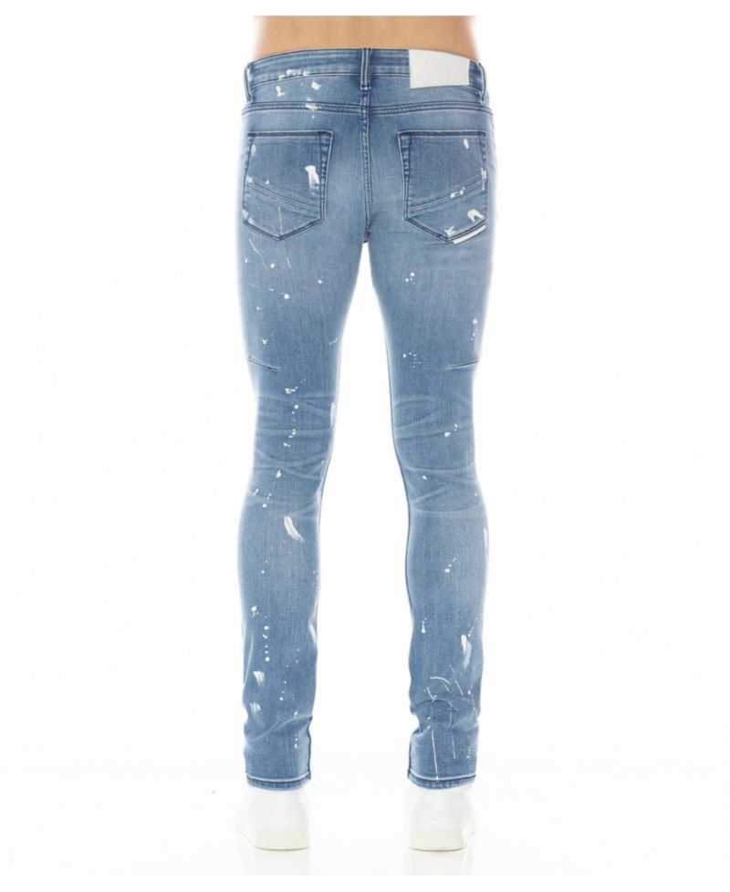 Men's Strat Ripped and Paint-Splatter Super-Skinny Jeans