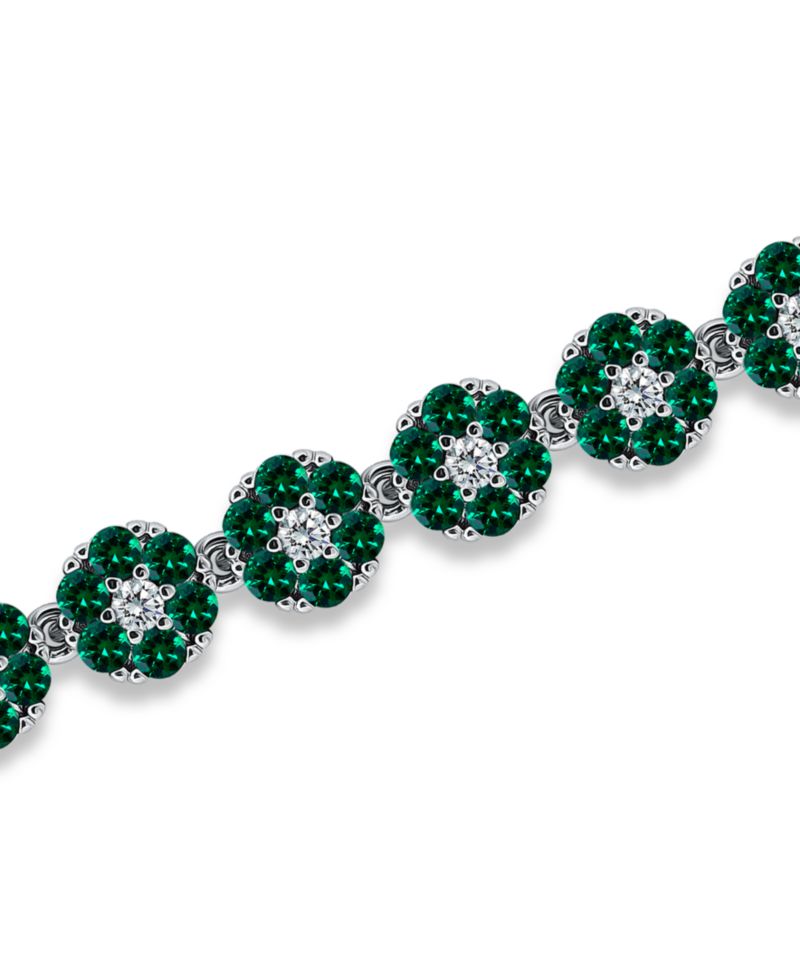 1 ct. t.w 2mm Round Cut Cubic Zirconia 2mm Ruby Red Glass Stones Cluster Flower Link Bracelet