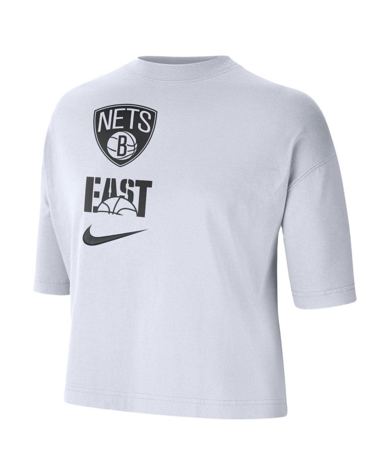 Women's White Brooklyn Nets Essential Boxy T-shirt