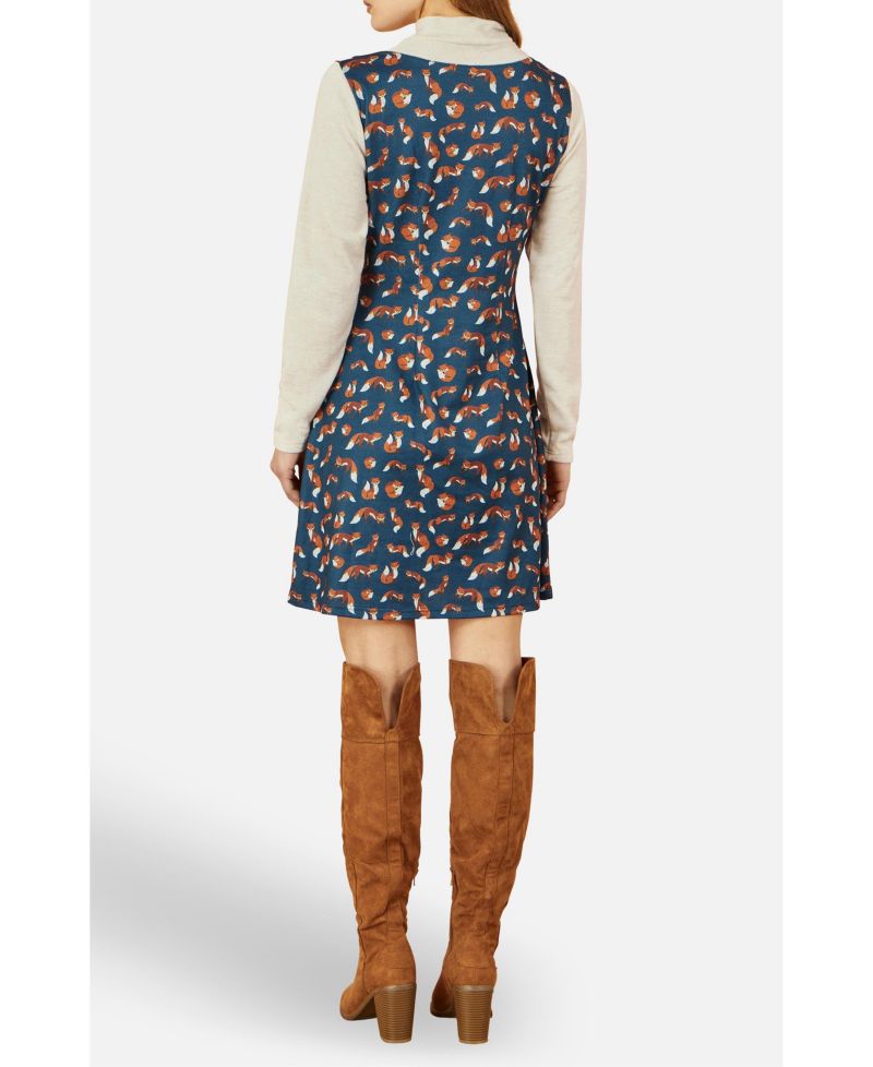 Women's Fox Long Sleeve Layered Tunic Dress