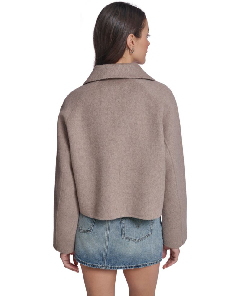 Women's Wool-Blend Shacket L02 Cropped Button-Front Jacket