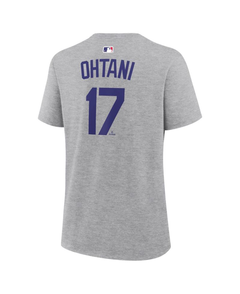 Women's Shohei Ohtani Heather Gray Los Angeles Dodgers Name & Number T-Shirt