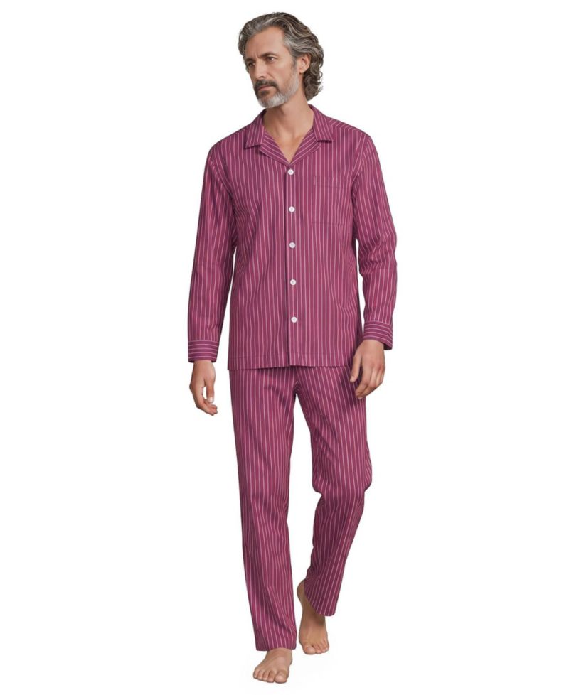 Men's Long-Sleeve Striped Essential Top and Pants, 2-Piece Pajama Set