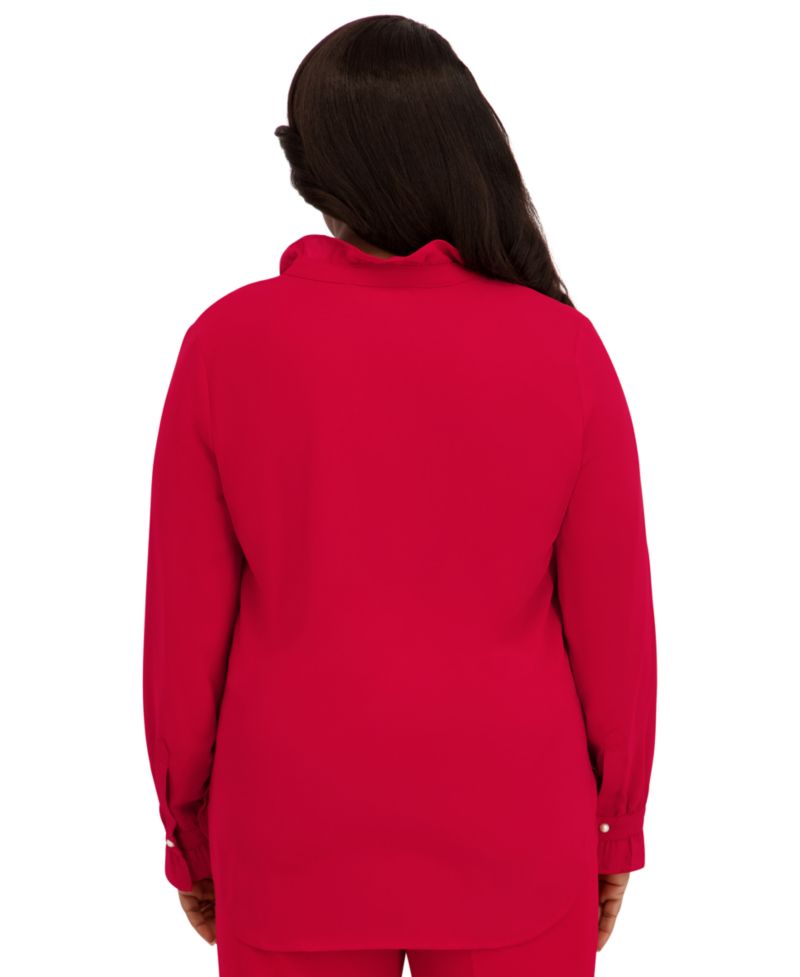 Women's V-Neck Long-Sleeve Top, Regular and Plus Size