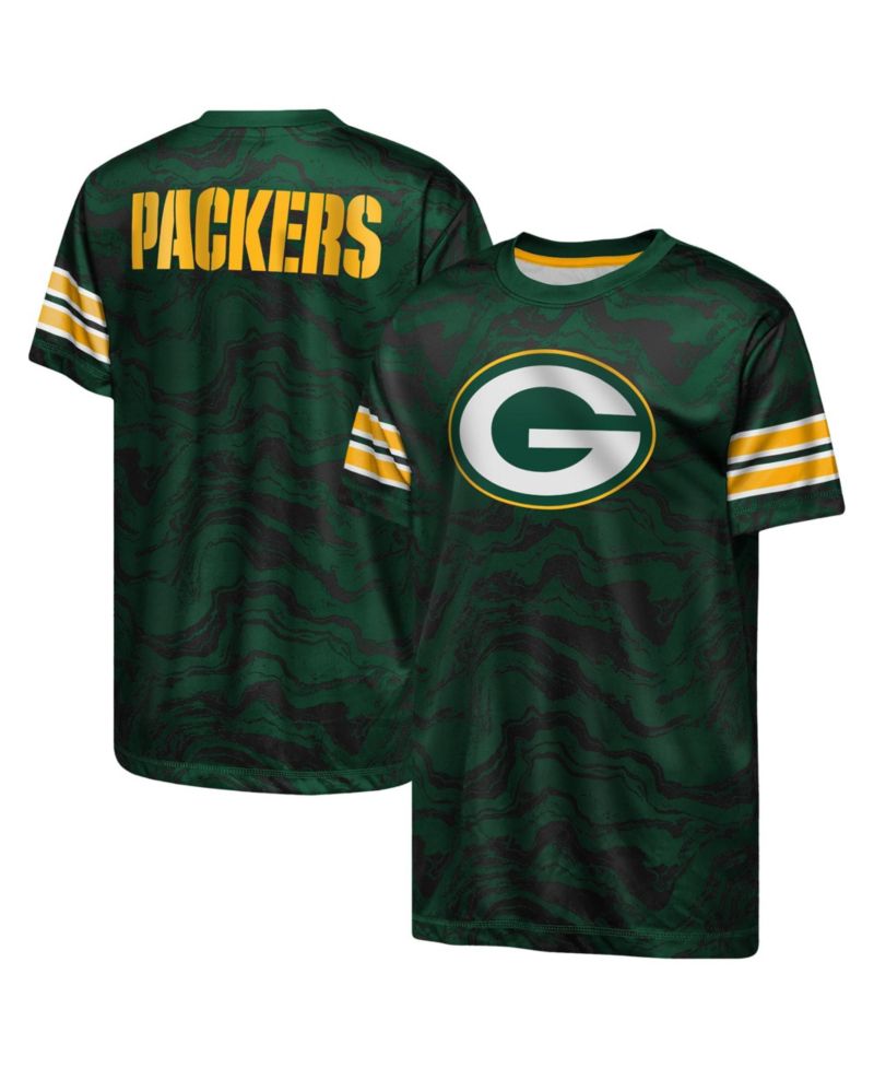 Big Boys and Girls Green Green Bay Packers Slant Route Performance T-Shirt