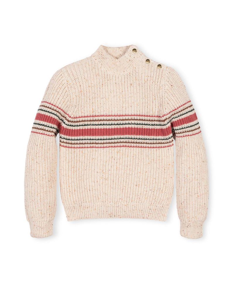 Little and Big Girls (XXS - L) Organic Mock Neck Sweater with Buttons