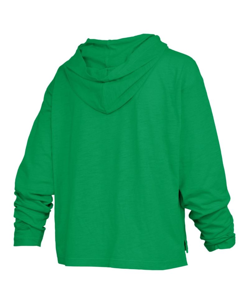 Women's Green Oregon Ducks Castillo Slub Waist Length Long Sleeve Hooded T-Shirt