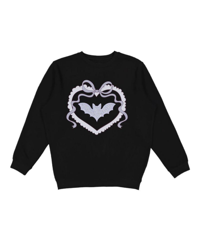 Girls' 4-16 Rhinestone Bat Patch Halloween Sweatshirt