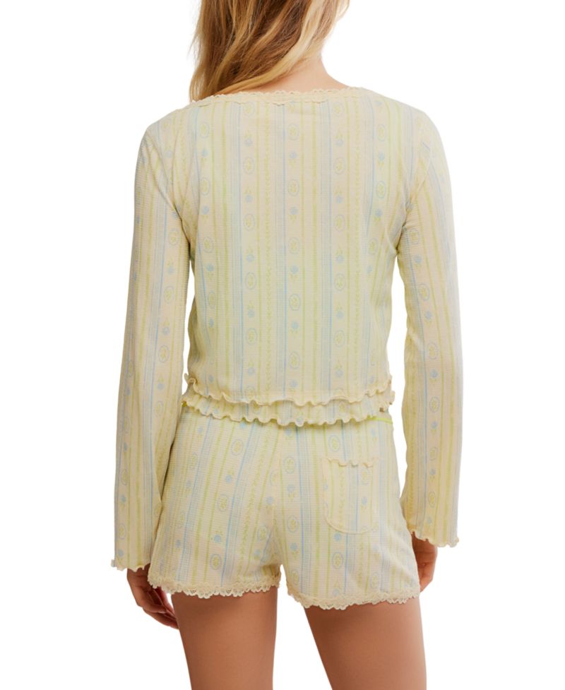 Women's Spring Break Ruffle Trim Detail Top and Shorts, 2-Piece Set