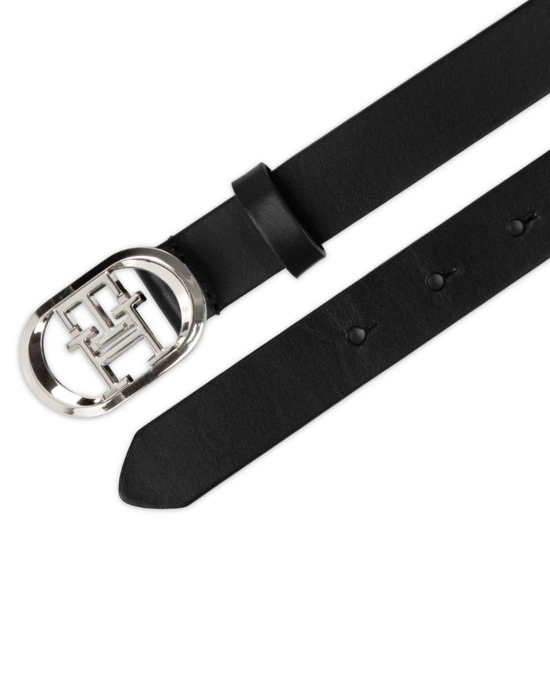 Women's Rounded Monogram Plaque Buckle Dress Belt